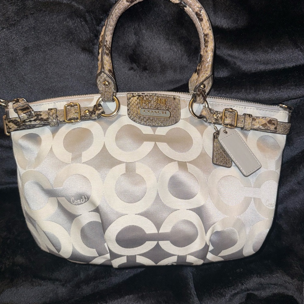 Coach Madison Op Art Python Grey Sateen Satchel 1… - image 1